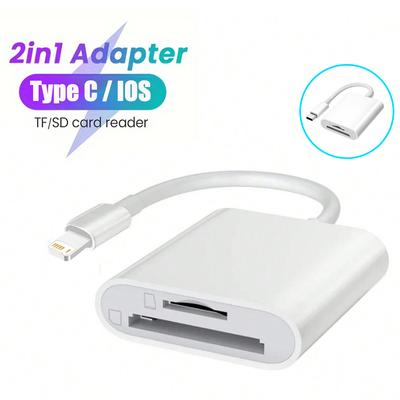 2 In 1 SD TF Card Reader For Apple iPhone 15 14 12 13 11 Pro Max Xs XR USB C OTG Adapter For iPad Samsung Xiaomi MacBook