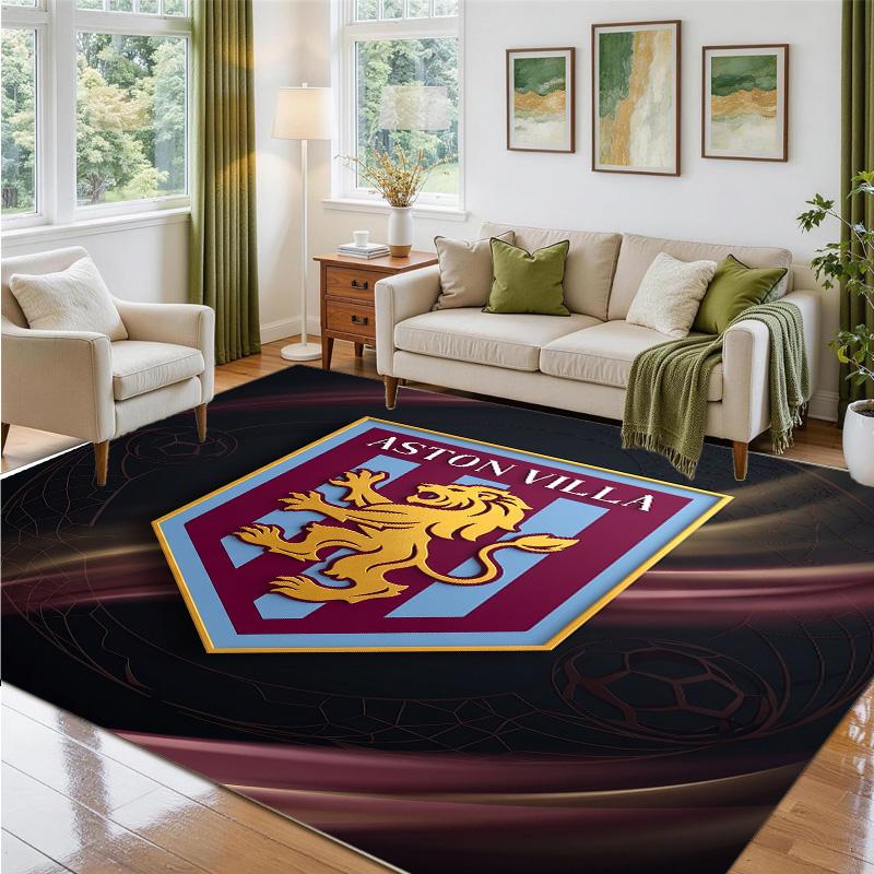 Aston Villa Futbol Tasarımlı Kristal Kadife Halı Yatak Odası Girişi İçin Yumuşak Dekoratif Mat