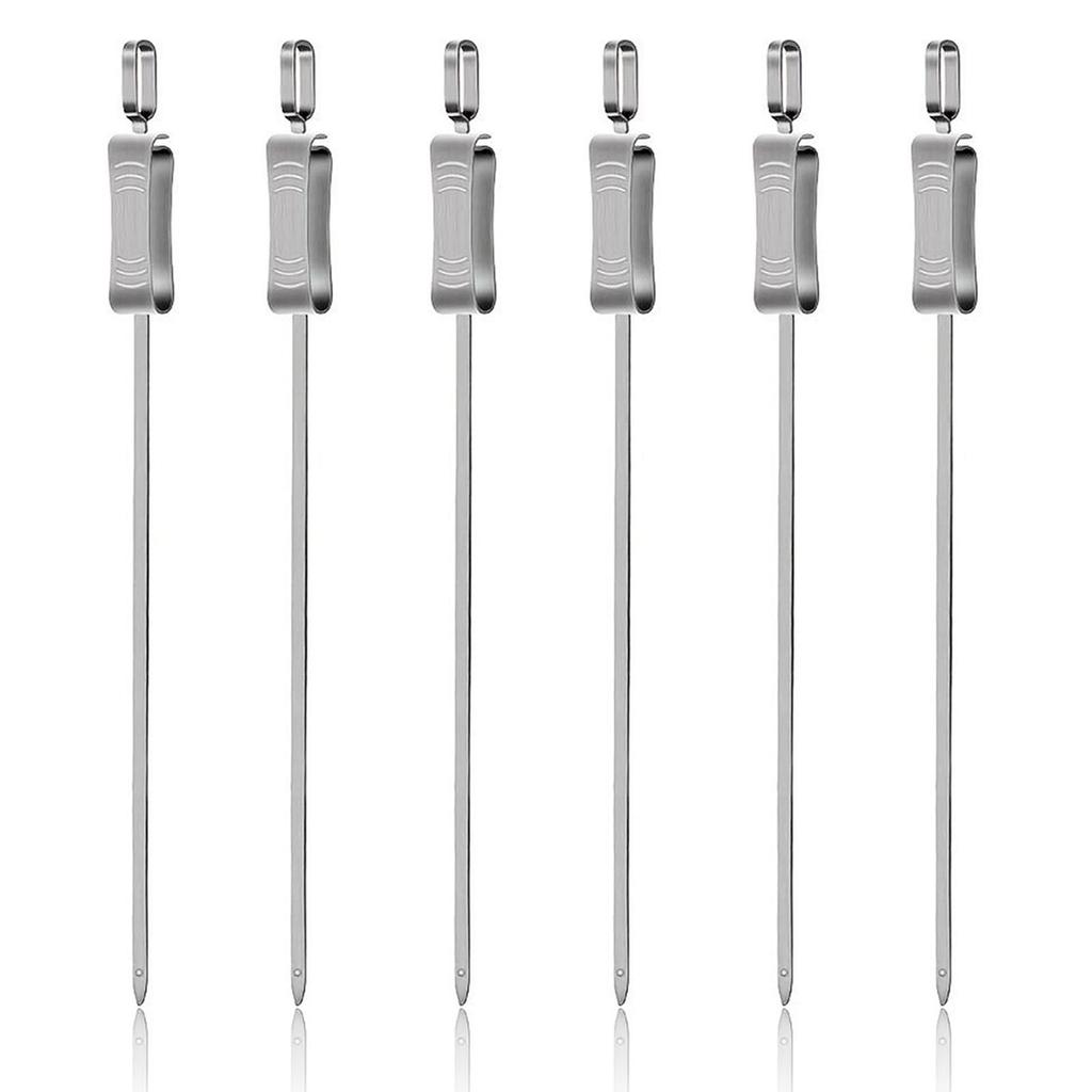 Stainless Steel BBQ Skewers 6-Piece Set with Handle - Lamb Barbecue Utensils