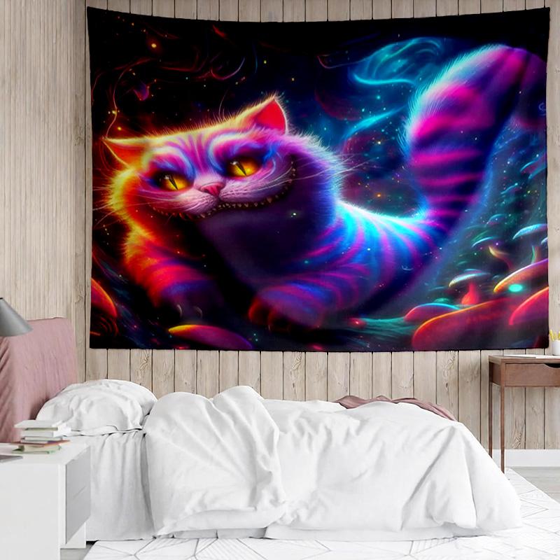 1PC Magic Cat Fantasy Art K-pop Music Group Tapestry Accessories for Bedroom,Livingroom, Dormitory Room Wall Decor Fan Birthday Gifts