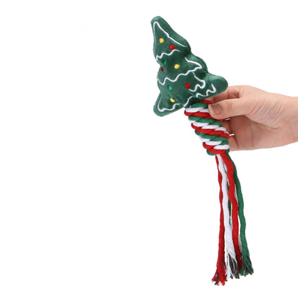 Christmas Dog Squeakey Chew Toys Cotton Ropes Knot Molar Bite Toy Funny Cute Puppies Cat Interactive Toy Xmas Gift Pets Supplies