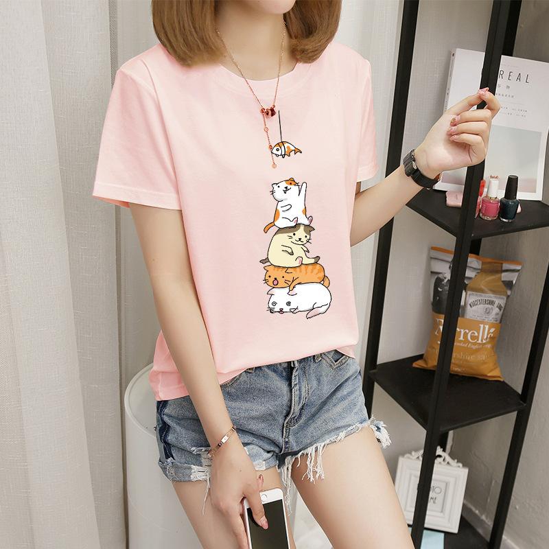 Women's short-sleeved t-shirt women's summer new Korean version cartoon student crew-neck bottoming shirt
