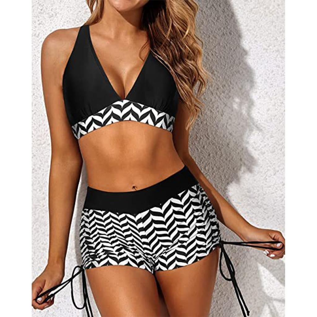 Women's Swimsuit Cross Gathered Skirt Swimsuit Three Piece Set