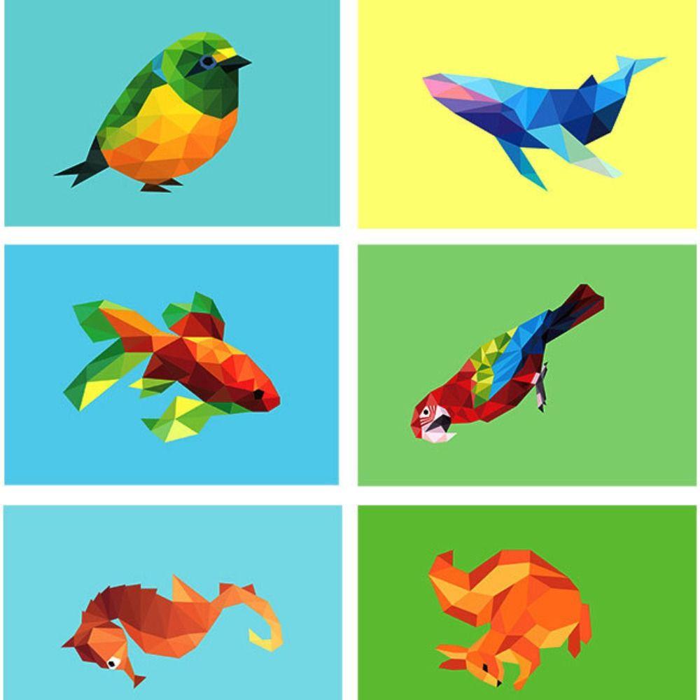 Educational Toys 3D Geometric Sticker Books Handmade Animals Sticker Book  Birthday Gift