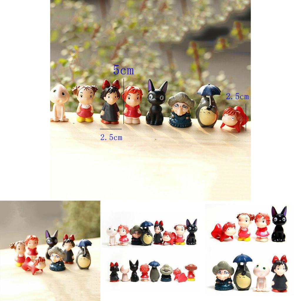 Premium Quality 8pc Set Totoro Ponyo On The Cliff Cute Mini Action Figures For Kids