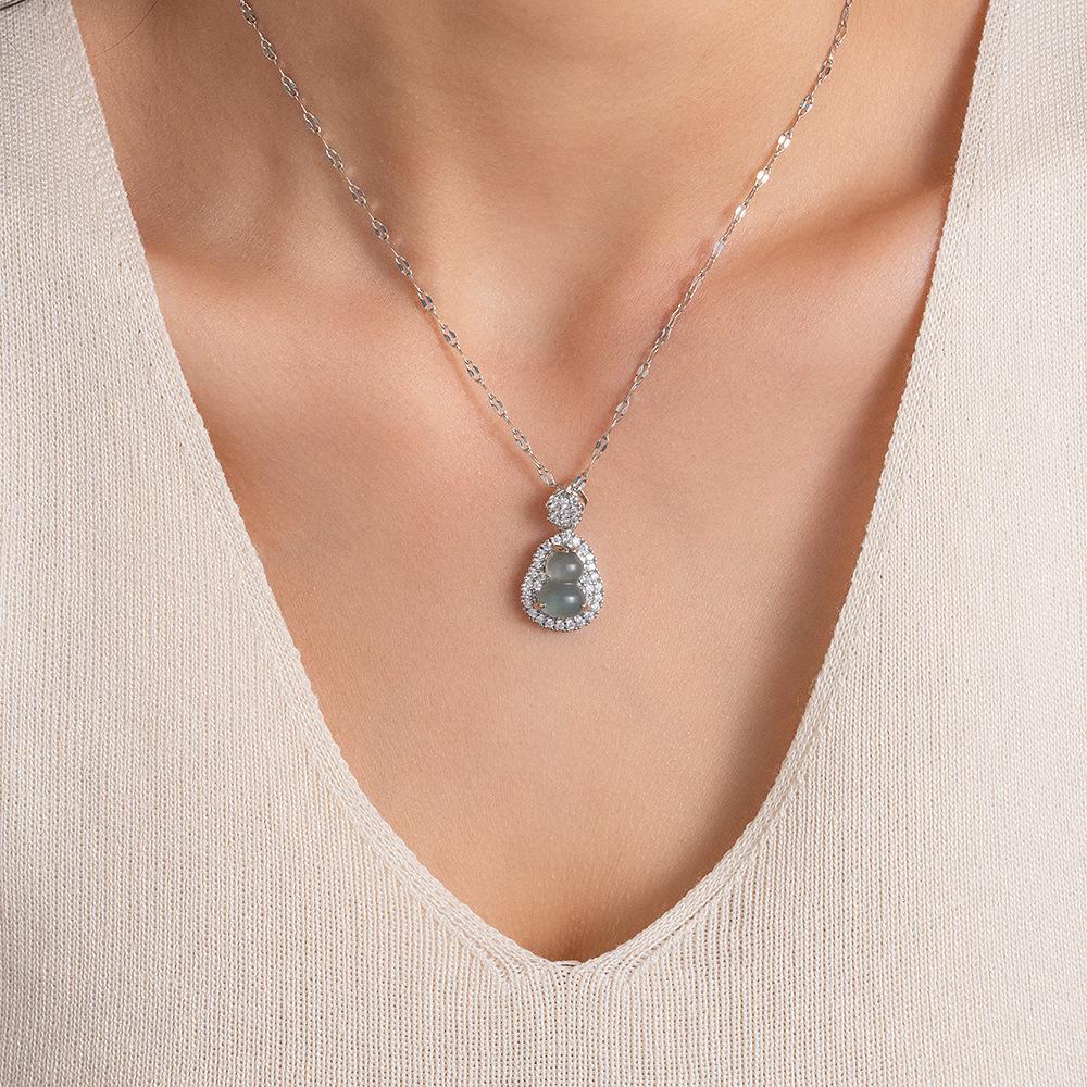 Chic Non-Fading Titanium Steel Necklace for Women with Unique Design and Sparkling Copper Pendant