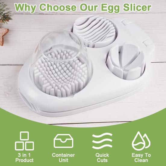 1/2Pcs Egg Cutting Tool Quick Clean Triple-Slice Mode Horizontal/Vertical Food Slicer Perfect Boiled Egg Slices Maker