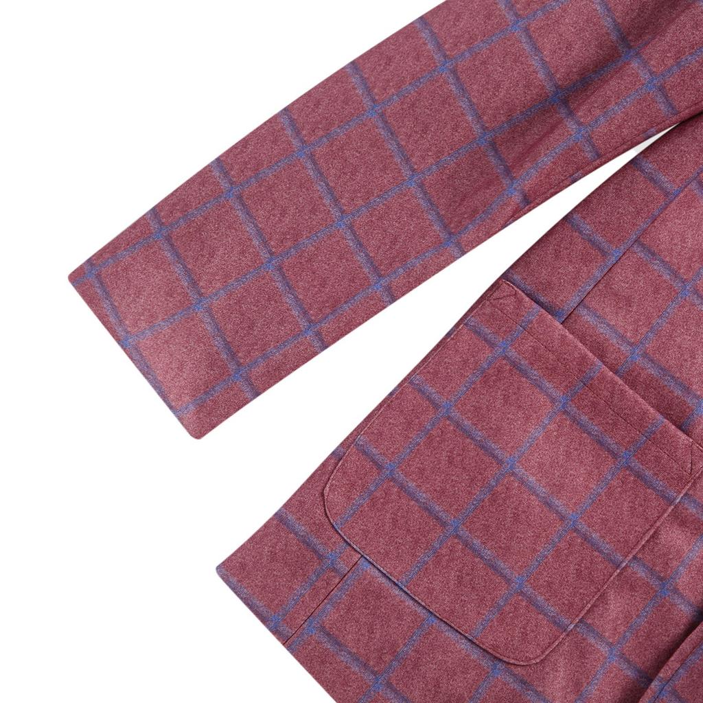 Giacca da abito da uomo a quadri con revers a maniche lunghe Cappotto casual