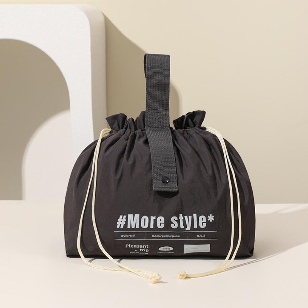 Portable Large Capacity Lunch Bag Waterproof Drawstring Toiletry Bag Fldable Storage Bag темно серый
