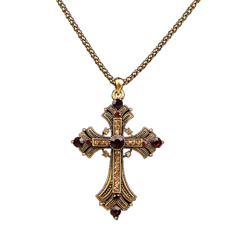 

Vintage Cross Pendant Necklace for Women Goth Accessories Gothic Male Neck Long Chain Summer Aesthetic Holiday Gifts