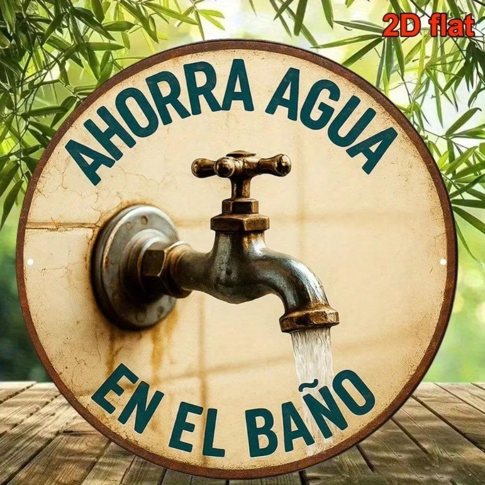 Retro Save Water Metal Sign 8x8 Inch Rustic Bathroom Laundry Kitchen Yard Wall Art