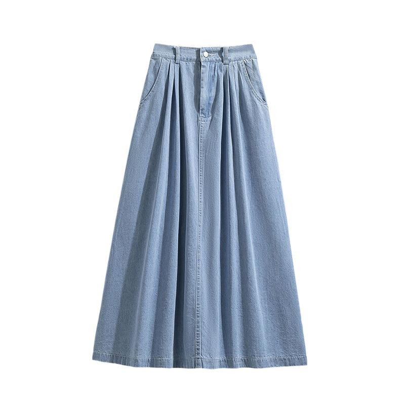 Plus Size A-Line Denim Skirt: Slimming, Mid-Length, Casual Swing Skirt for Women