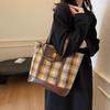 Autumn woolen plaid large-capacity bag women's 2025 new retro tote bag versatile casual backpack