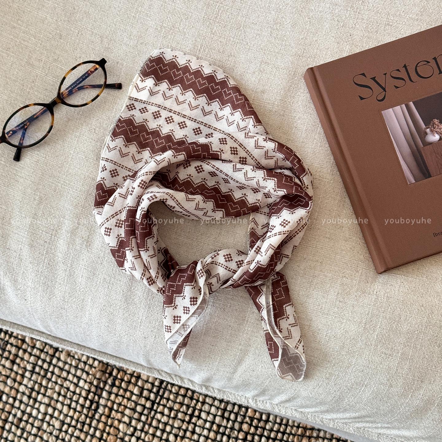 

Korean Brown Iris Silk Neckerchief: Summer 2025 Women s High-End Accessory