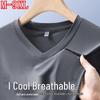 T-shirt d'été à manches courtes et col en V pour homme - Grande taille 9XL - Soie glacée, séchage rapide, sans coutures, léger, respirant