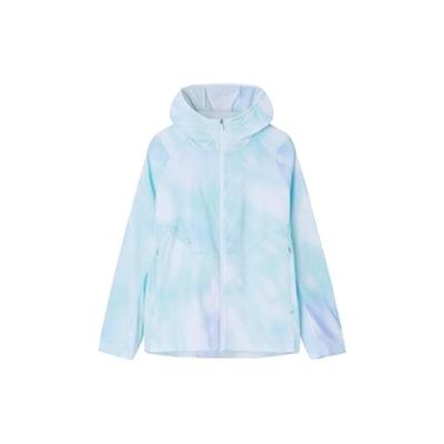 Full Print Zip-Up Hooded Long Sleeve Jacket Women Jackets Pure-White 162335601-2