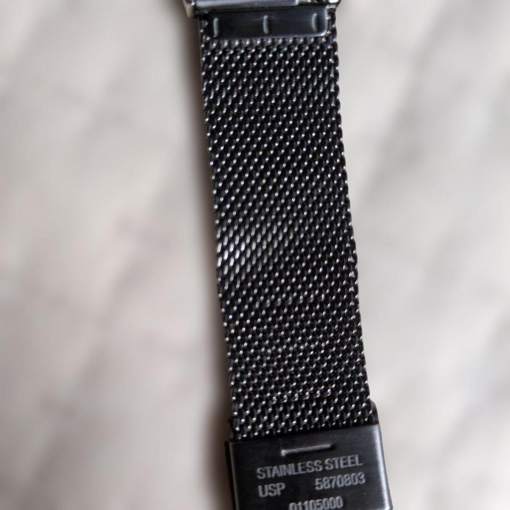Used SKAGEN Watch Quartz Black Mesh Belt Battery Replaced (R8.7)