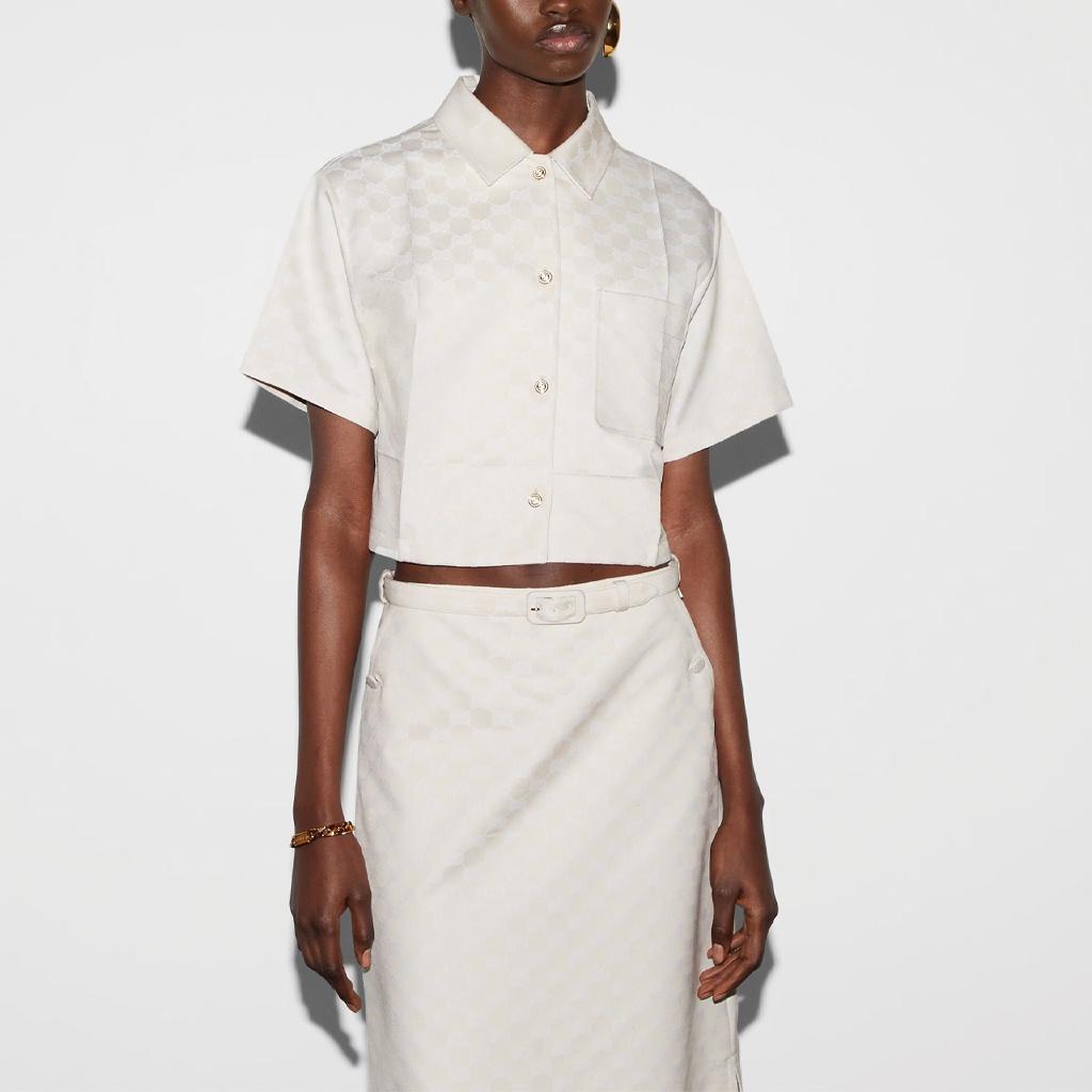 (WMNS) Gucci GG Cotton Gabardine Shirt 'Light Beige' Women's 784901-ZAQUK-2312