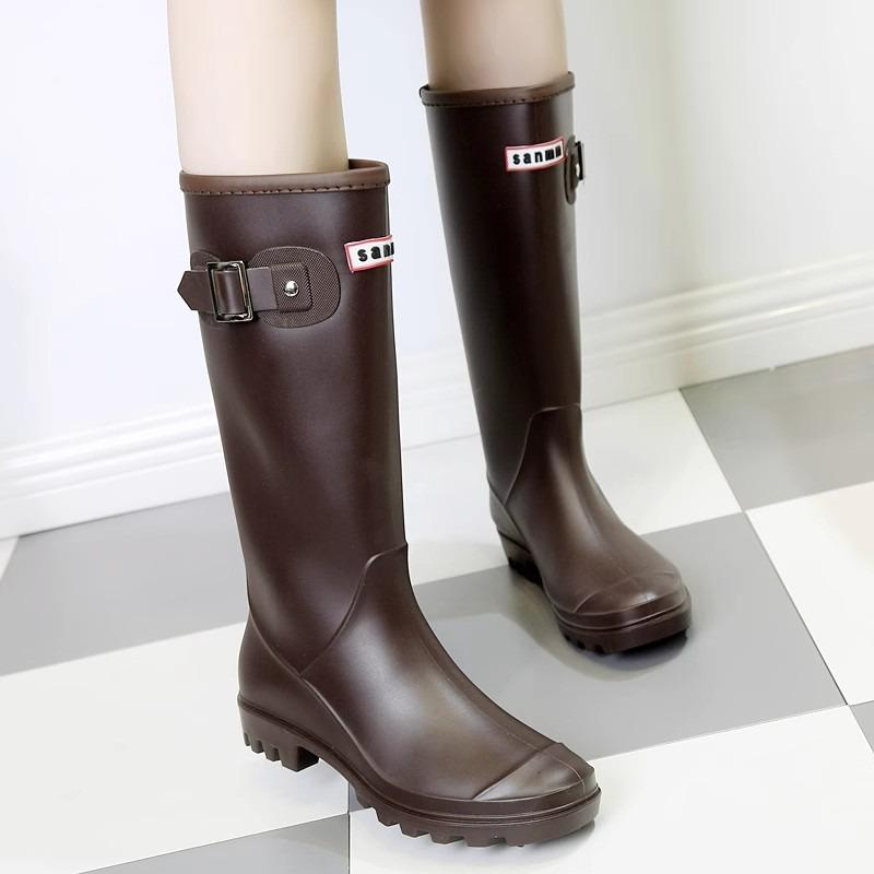 High rain boots women's new fashion adult rain shoes non-slip waterproof shoes catch the sea kitchen soft-soled rubber shoes tide