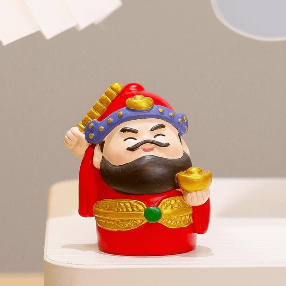 1/2/5pcs Chinese Style Wealth Gods Figurine Small Good Fortune God of Fortune Statue Attract Wealth Lucky Charm New Year Decor