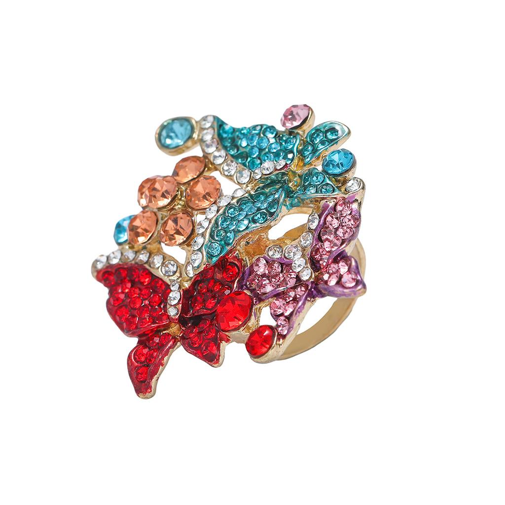 Vintage, Personalized, Creative Alloy, Diamond Studded, Exaggerated Ring, Fashionable New Starfish Joint Ring