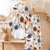 Floral Print Two Piece Outfit Women Long Sleeve Irregular Hem Tunic Top Wide Leg Pants Casual Matching Set
