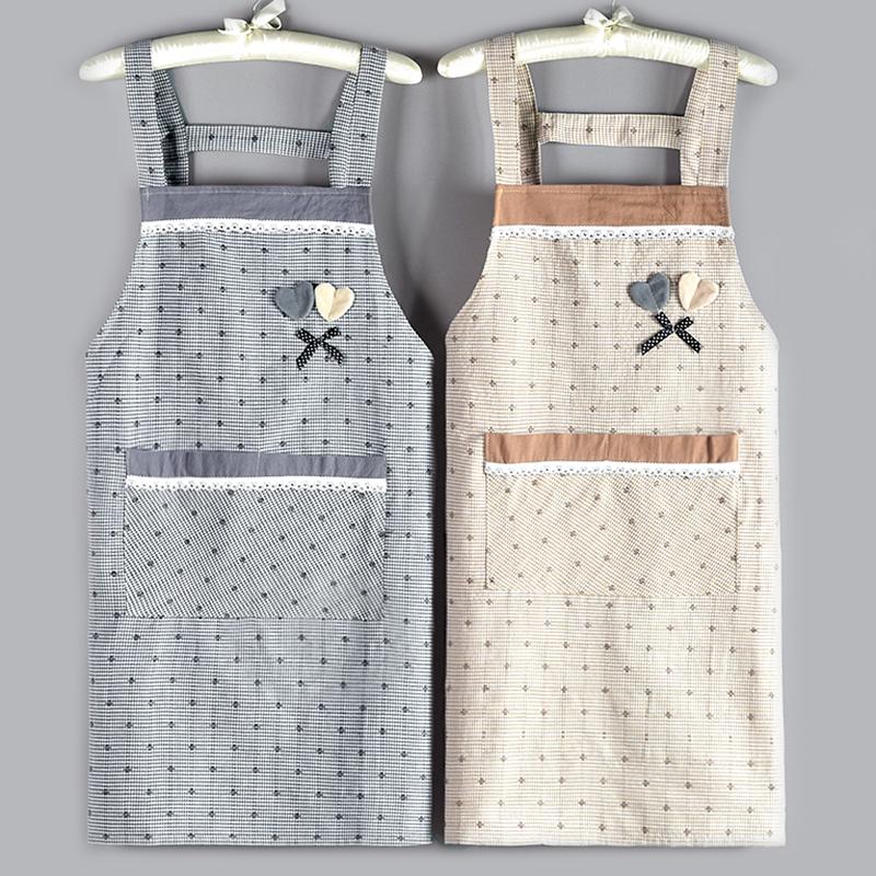 New Home Kitchen Apron Pure Cotton Women's Fabric Soft Summer Thin Cooking Waist Foreign Style