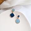 Französische Elegante Blaue Asymmetrische Geometrische Ohrringe Damen Einfacher Modeschmuck Für Party und Tägliches Tragen