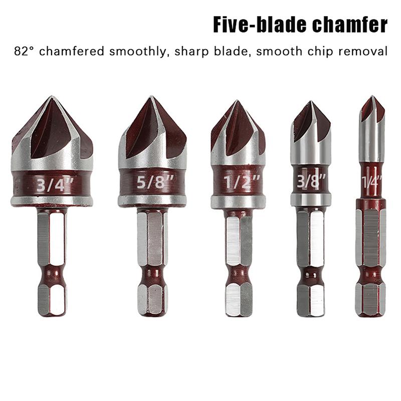 Hole Opener Chamfer Drill Bit Hex Shank Woodworking Chamfering Tool 82° Countersink Precise Multi-Size Countersink Bits