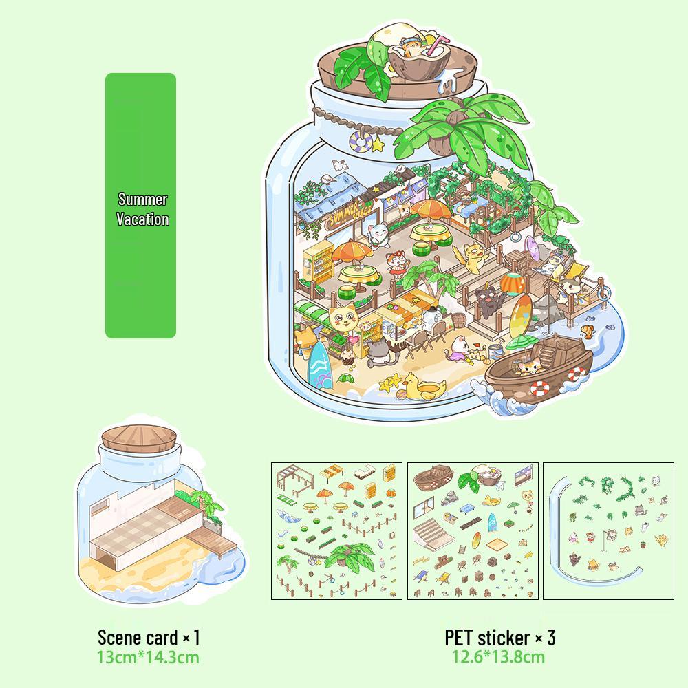 Micro Ink 3D Cartoon Decompression Stickers for DIY Miniature Scene Journals