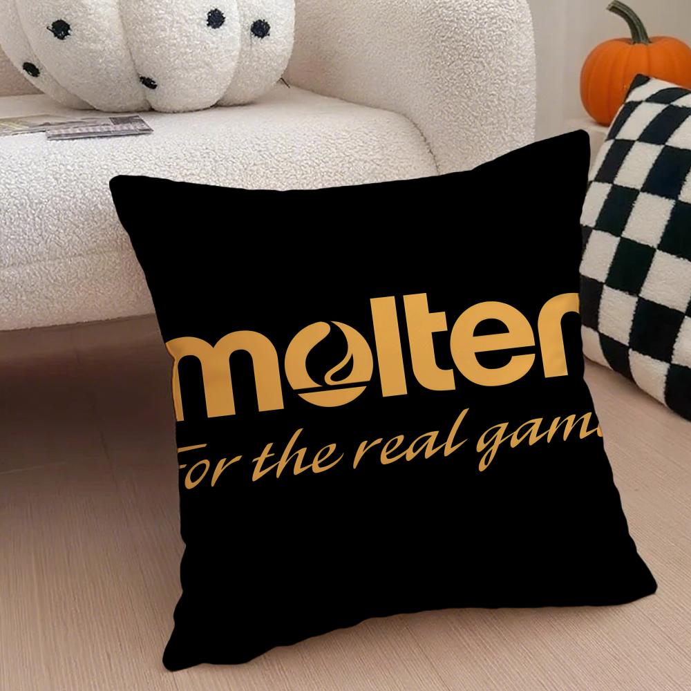 MMolten logo Cushion Cover Throw Pillow Cover Hidden Button Durable Polyester Chair Cushion