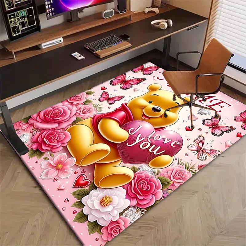 Custom Winnie Mat Personalized Name, Polyester Washable Indoor Entryway Rug, Gift for Christmas, Easter, Thanksgiving Day