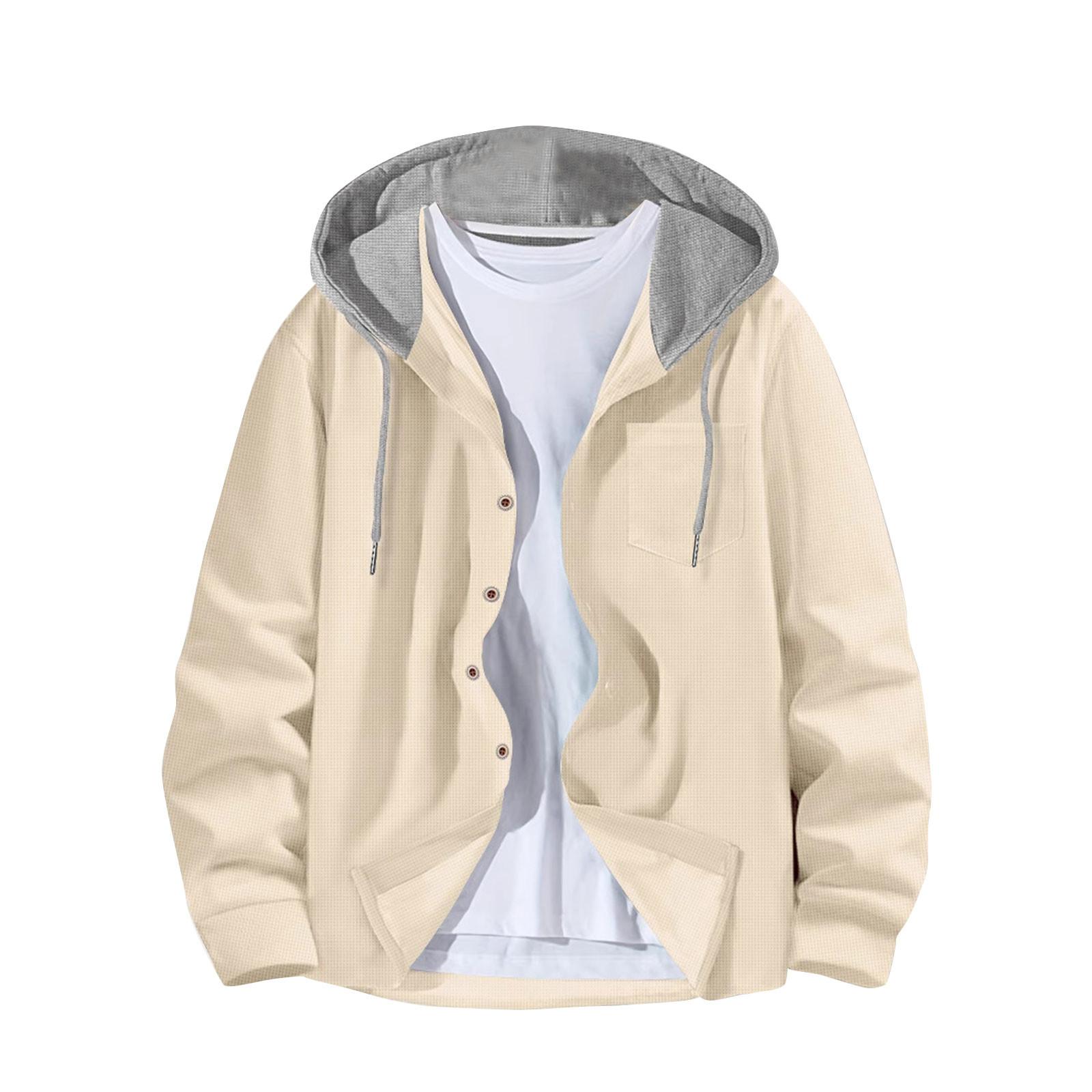 

Мужская модная повседневная куртка-кардиган с цветными блоками и пряжкой на капюшоне XXXL хаки