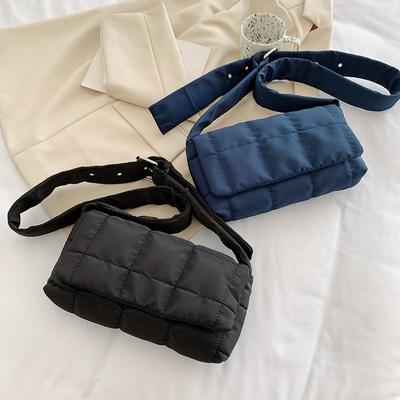 New Product Fashion Trend Solid Color Sponge Pillow Bag Nylon Shoulder Messenger Bag Space Cotton Bag