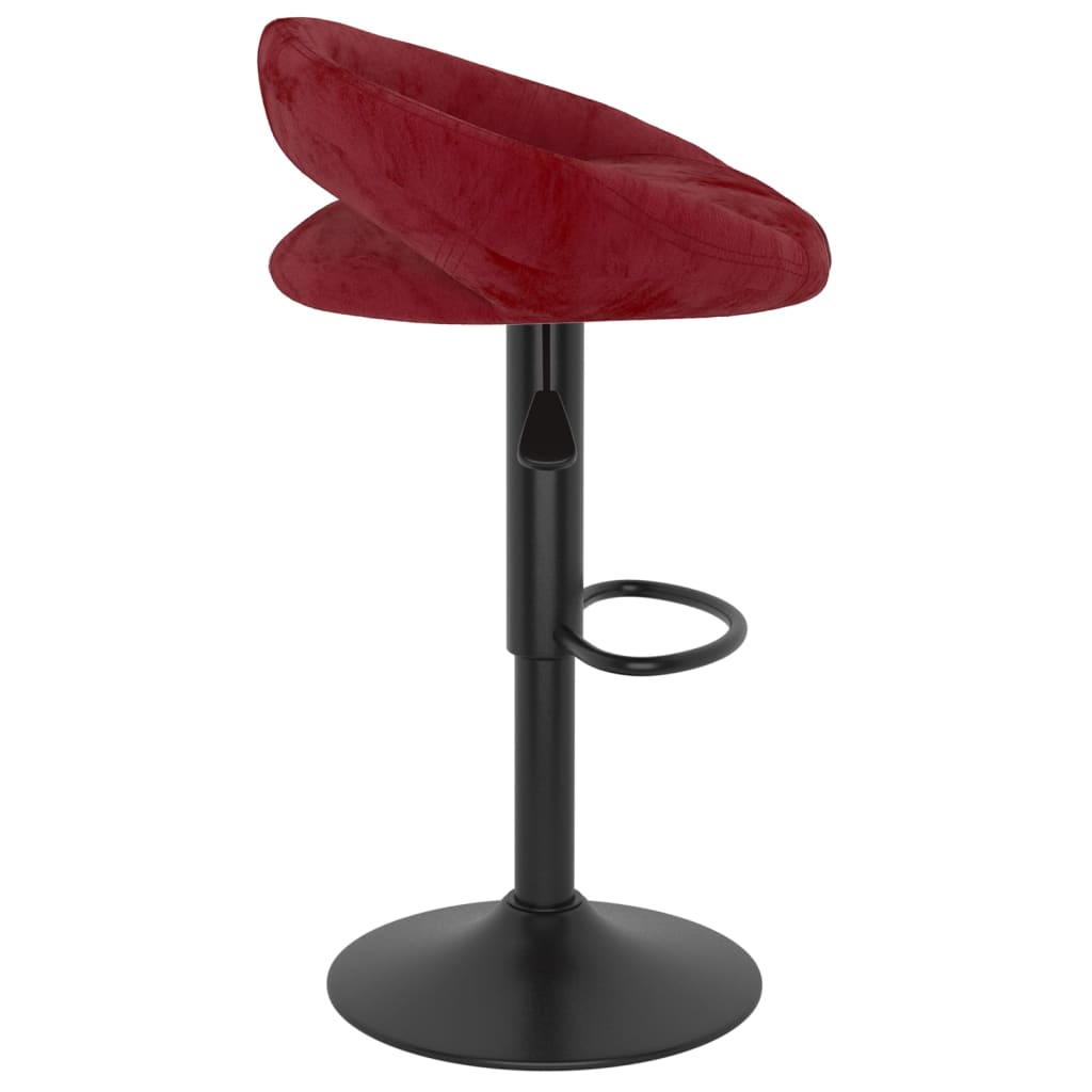 Bar Stool Set of 2 Wine Red Velvet