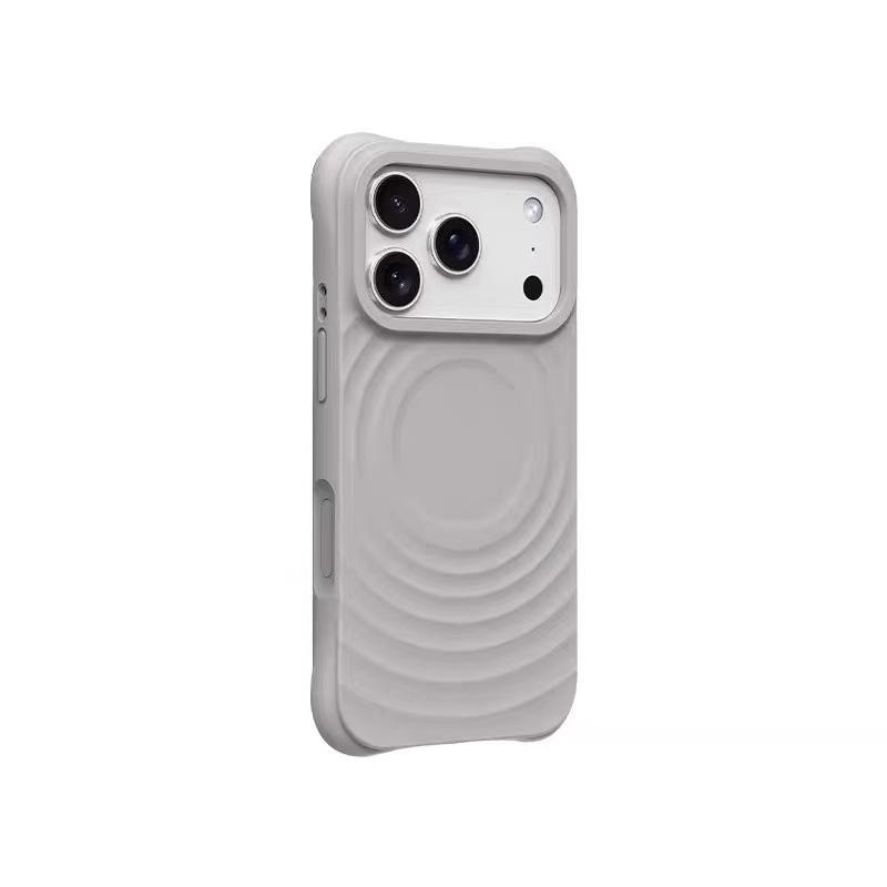 

G-Dragon Style Magnetic iPhone Case: Solid Color Silicone with Wave Pattern iPhone 17