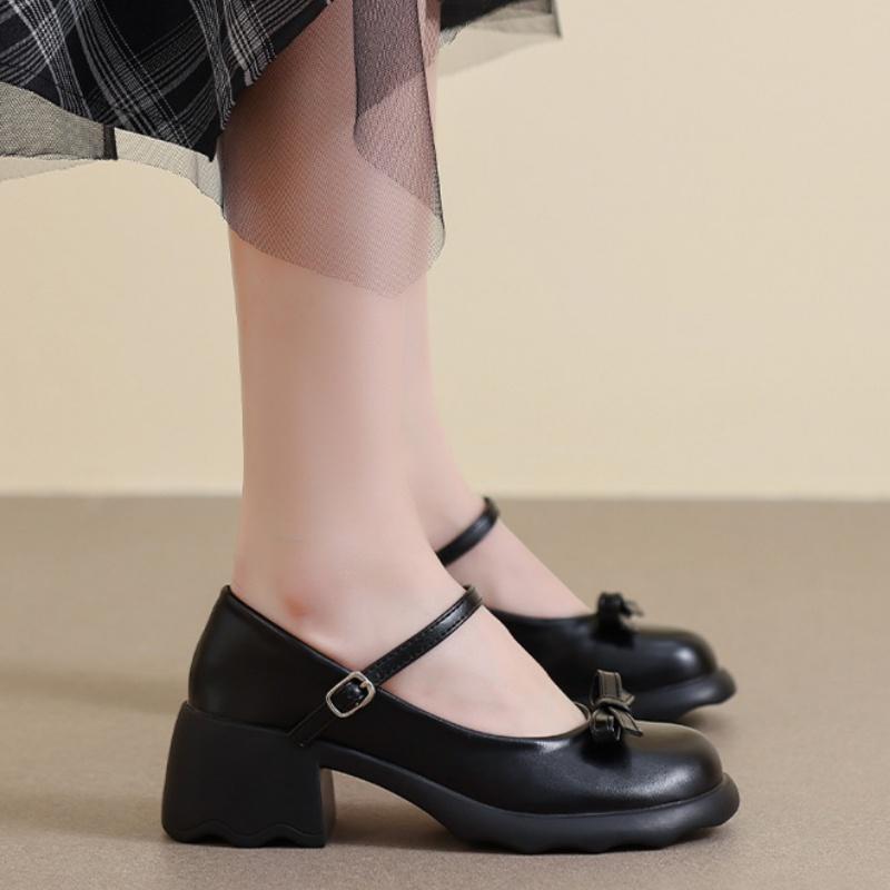 Fashion 2025 New Style Women Pumps Mary Janes Shoes Fashion Elegant Chunky Platform High Heels Women Shoes Bow Ankle Buckle Party Shoes
