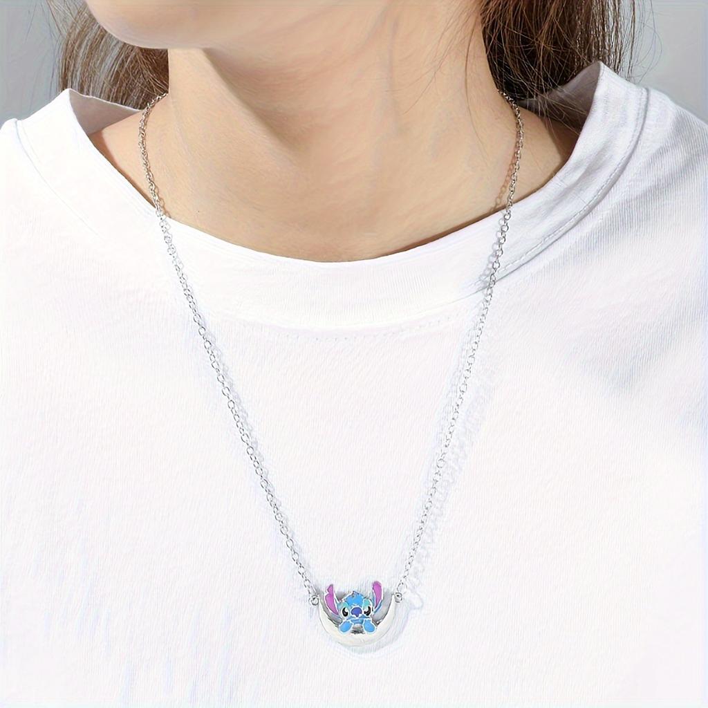Cartoon Star Baby Cute Stitch Moon Necklace Stitch Creative Necklace Good Friend Gift Pendant