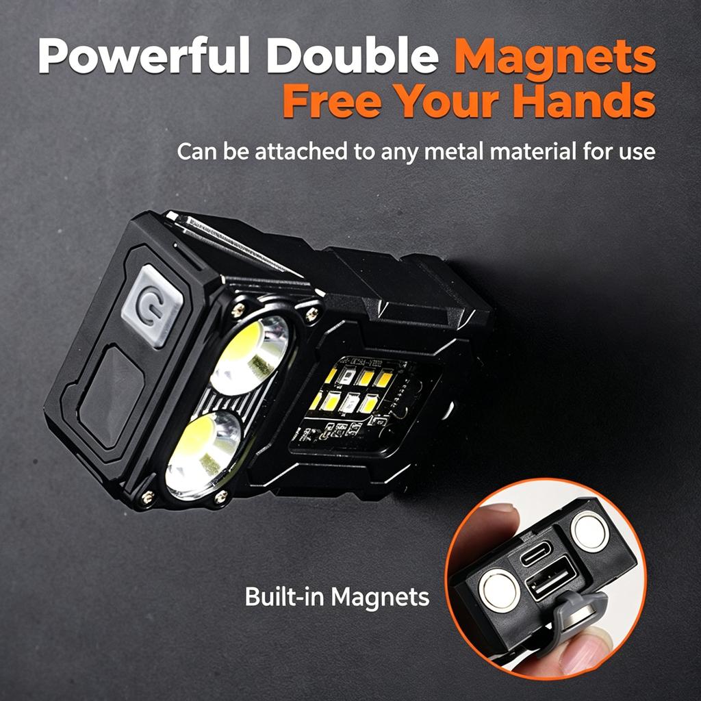 Kids torch EDC COB LED Flashlight Mini Rechargeable Clip on Light Magnetic Base Waterproof Pocket Lamp for Child Camping