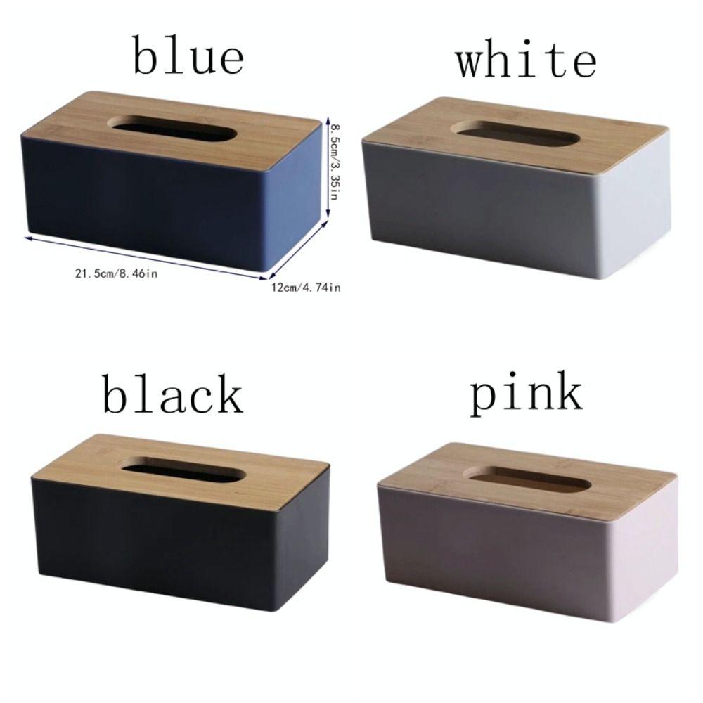 Square Napkin Holder Bamboo Cover Paper Storage Organizer Storage Box Tissue Box Household