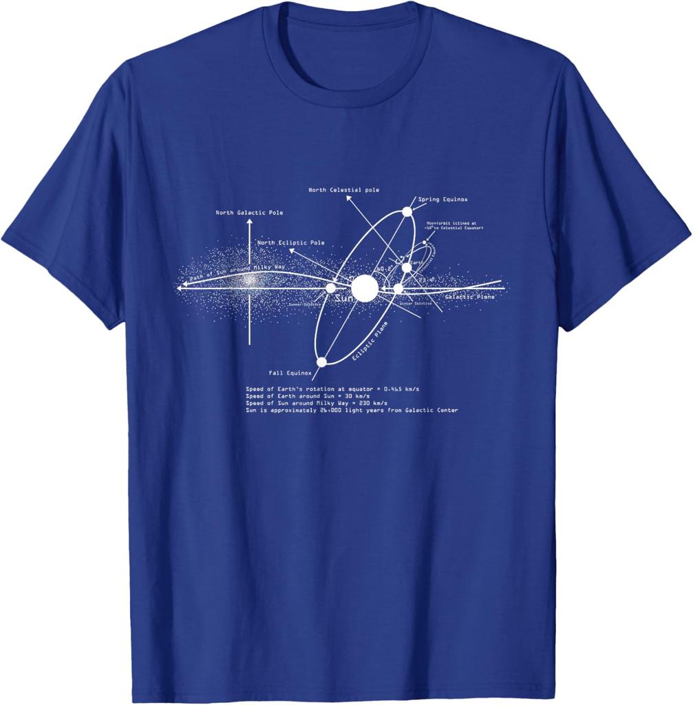 Solar System Diagram Astronomy T-Shirt Men's Casual Cotton Graphic Tee Trip Wear