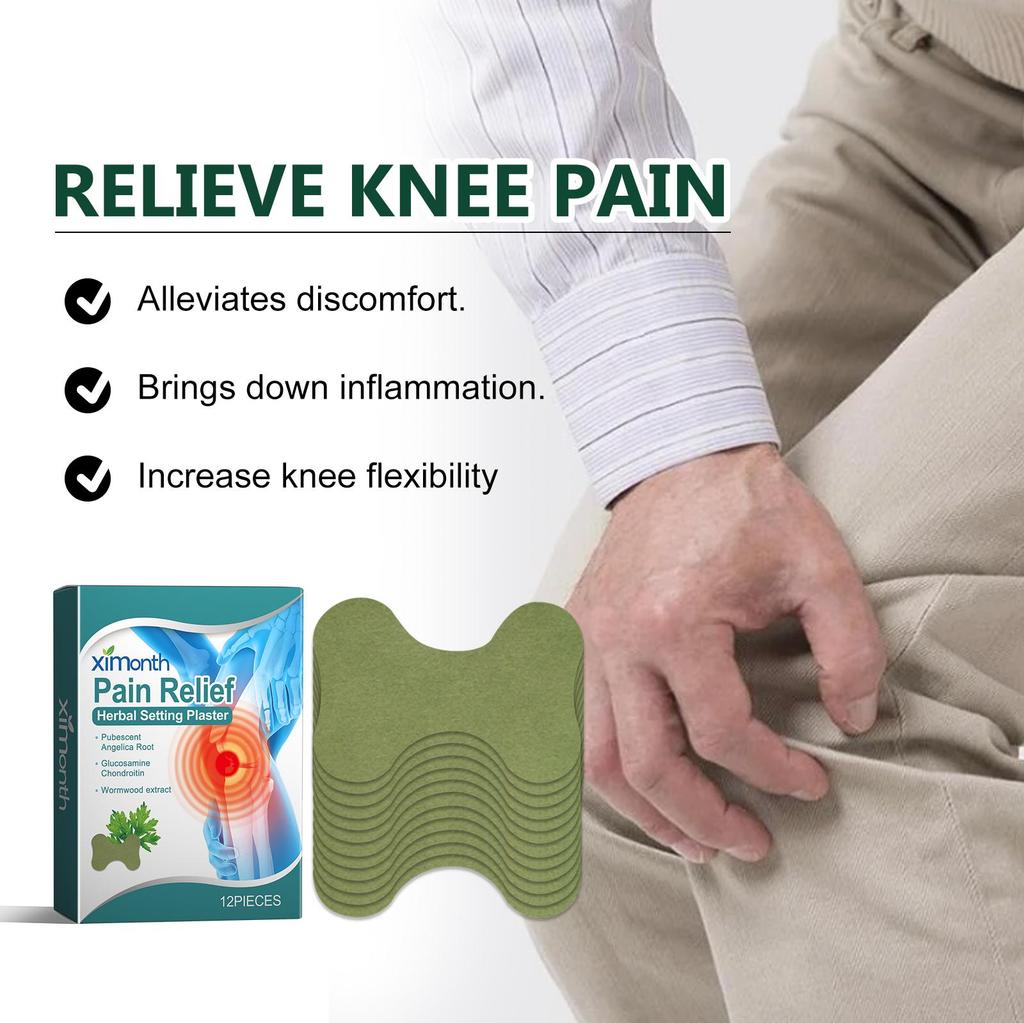 12pcs Ximonth Wormwood Knee Patch Relieve Legs Knee Joints Tendon Pain Body Discomfort Care Patch