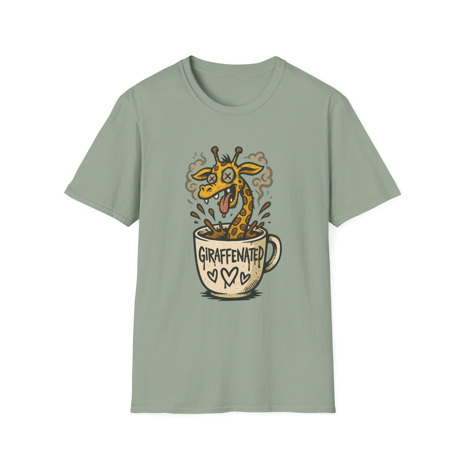 Unisex Softstyle T-Shirt Mens Womens Tees Top Jittery Giraffe Coffee Cup Graffiti Funny Kawaii 3XL