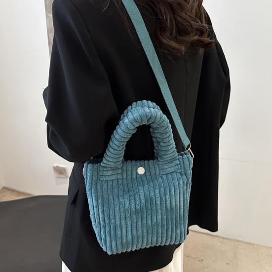 Corduroy Shoulder Bag Women Solid Color Crossbody Purse Handbag with Adjustable Shoulder Strap Top Handle for Street Commuting Daily Errands