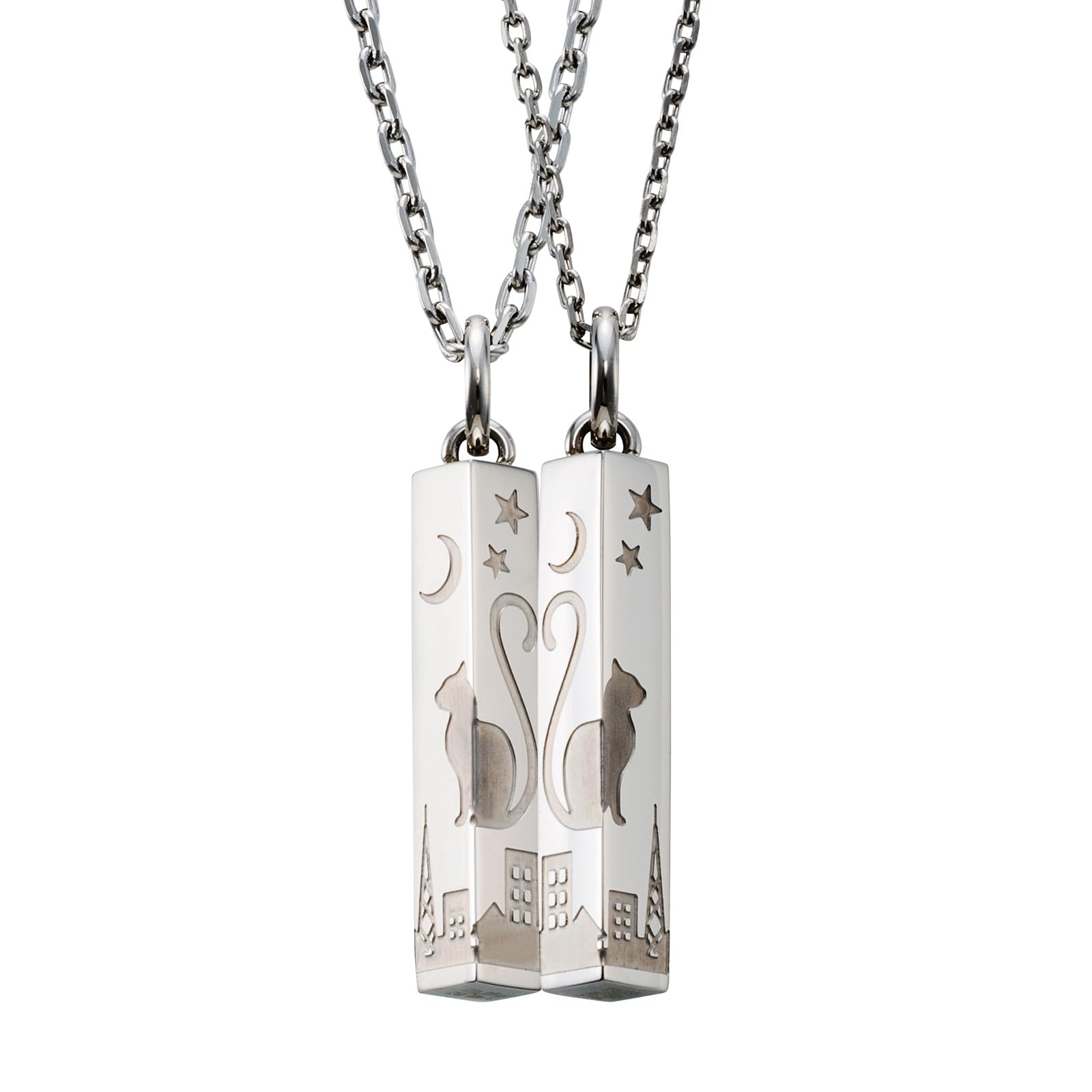 

Пара намиста Хірургічна нержавіюча сталь Кішка Місяць Зірка Серце Хвіст Спільне Серце Срібло Срібло [Біла конюшина] & 4SUP105SV&4SUP106SV срібний