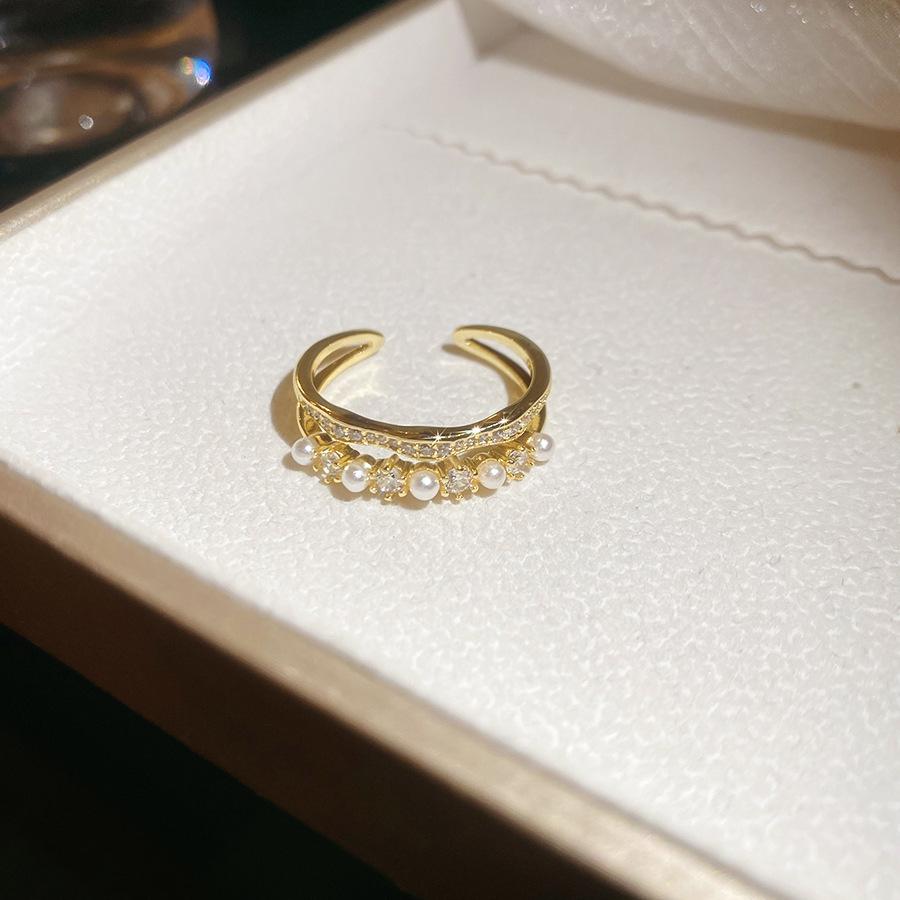 Maillard Vintage Geometric Flower Tiger's Eye Open Ring Simple Index Finger Ring Jewelry