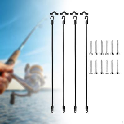 4x Fishing Rod Straps, Tie Down Holder Straps 18" Connector Deck Mount Hold Strap Elastic Bands