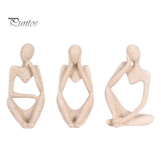 3 pezzi di figurina di pensatore astratto mini pensatore seduto statua in resina scultura soggiorno casa ufficio libreria decorazione da tavolo ornamento