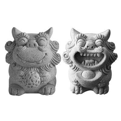 2pcs Stone Lion Ornament Unique Fine Craftsmanship Mini Lion Tea Pet Decoration for Home
