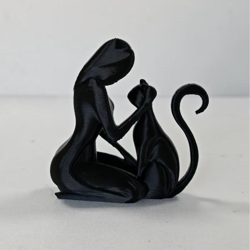 3D Printed Cat Dog Figurine Creative Canine Statues Crafts Desktop Ornaments Christmas Gift
